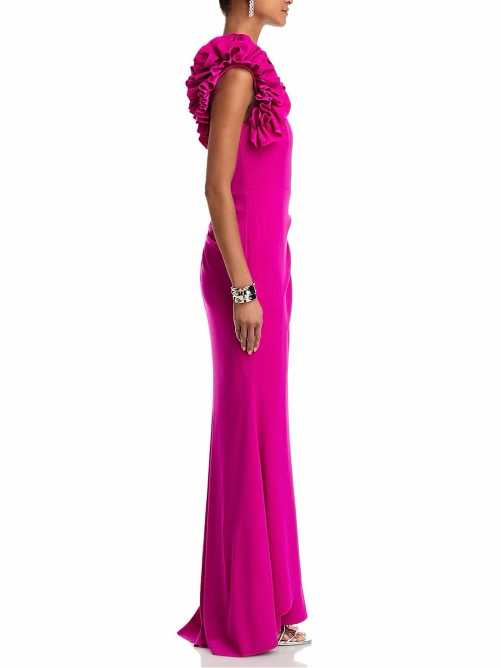 Bloomingdale's AQUA One-Shoulder Ruffle Gown in Fuchsia - Picture 5 of 9